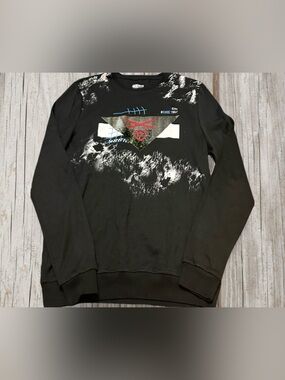 Men's  Xios Black Crewneck Sweatshirt with Graphic Print M
